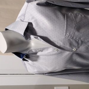 Olymp light blue diamonds and dots cotton shirt. NWOT. Neck 16.5